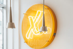 orange led-sign with THE TEN SPOT 'x'